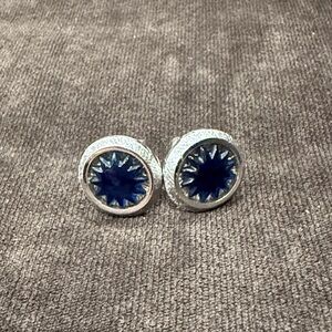 Elegant Silver and Blue Cufflinks